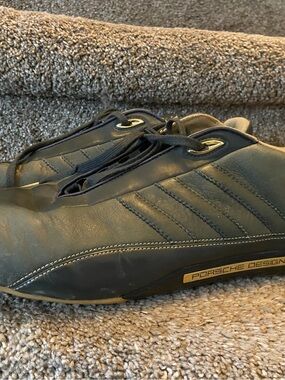 Porsche Design dark green Leather Low-Profile driver shoes 👟 with Gold Accents